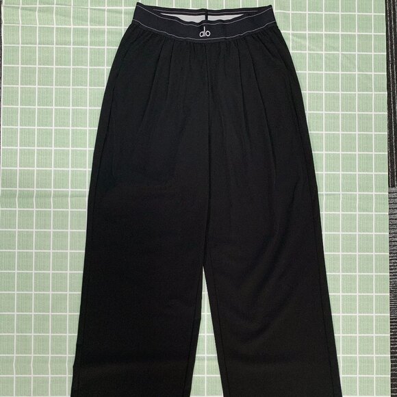 ALO Yoga Pants - Alo Yoga Black Wide Leg Pants High Quality Office Athleisure Home Wear (Regular)